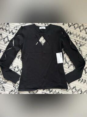 Bailey 44 Black Long-Sleeve Cutout Top